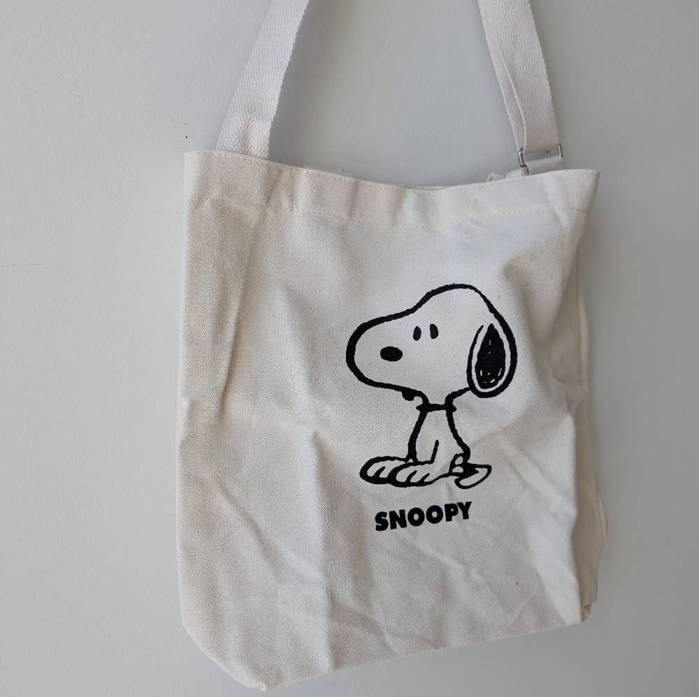 Snoopy Canvas Tote Bag With Shoulder Strap (New) Good Quality Material 2 Way Use